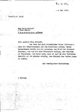 Letter, Maikoff, Maria
