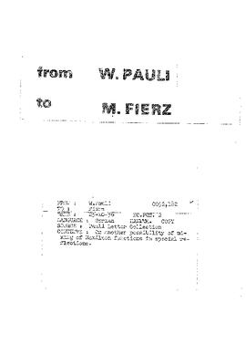 Letter from Pauli to Fierz