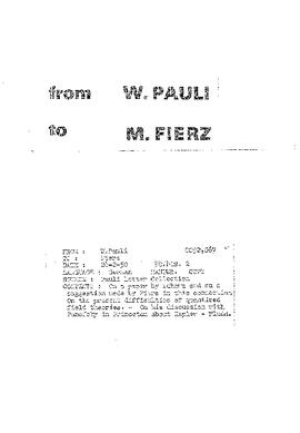 Letter from Pauli to Fierz