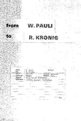 Letter from Pauli to Kronig