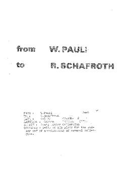 Letter from Pauli to Schafroth