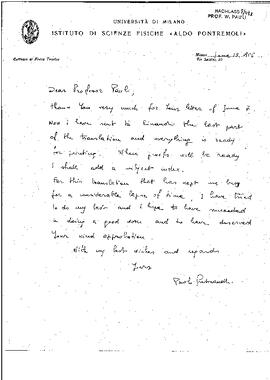 Letter-2295, letter to W. Pauli, Gulmanelli, Paolo, Letter 2295