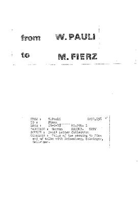 Letter from Pauli to Fierz