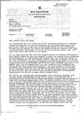 letter to W. Pauli, Teubner Verlagsgesellschaft