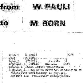 Letter from Pauli to Born
