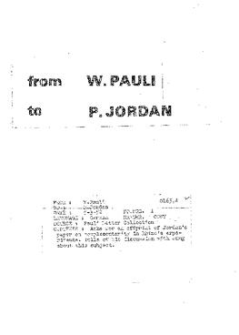 Letter from Pauli to Jordan