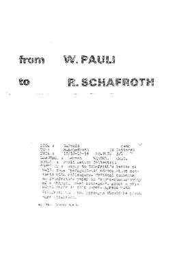 Letter from Pauli to Schafroth