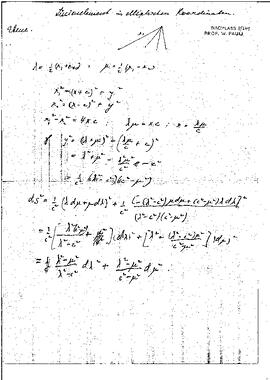 Linienelement in elliptischen Koordinaten