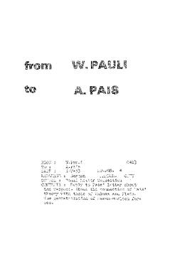 Letter from Pauli to Pais