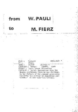 Letter from Pauli to Fierz