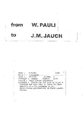 Letter from Pauli to Jauch