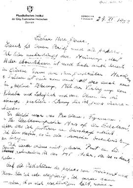 Letter from Pauli to Glaser