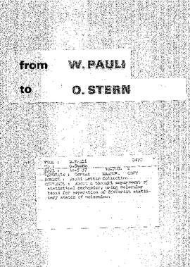Letter from Pauli to Stern