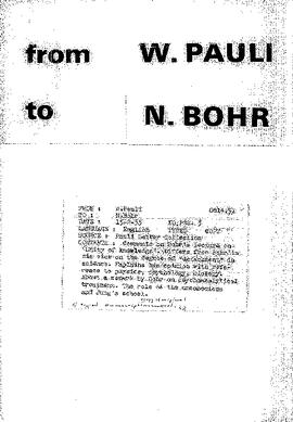 Letter from Pauli to Bohr