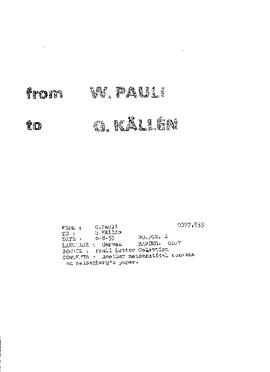 Letter from Pauli to Källén