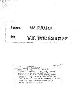 Letter from Pauli to Weisskopf