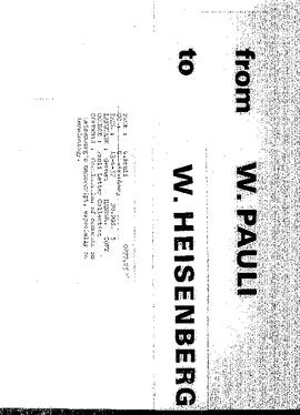Letter from Pauli to Heisenberg