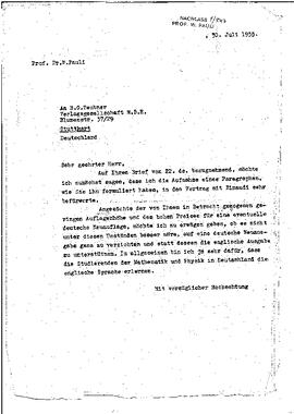 letter to Teubner Verlagsgesellschaft