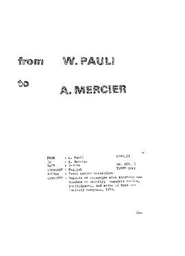 Letter from Pauli to Mercier