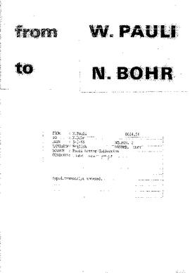 Letter from Pauli to Bohr