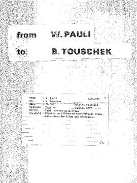Letter from Pauli to Touschek