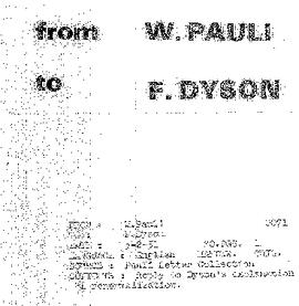 Letter from Pauli to Dyson