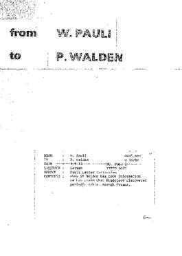 Letter from Pauli to Walden
