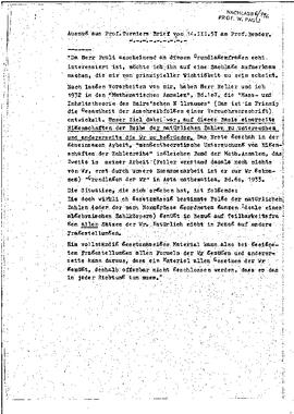 Auszug aus Prof. Torniers Brief vom 14. III. 57 an Prof. Bender, Tornier, Erhard