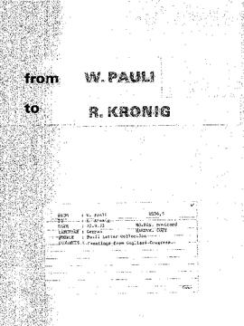 Letter from Pauli to Kronig