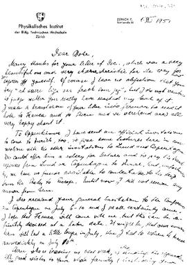 Letter from Pauli to Bohr