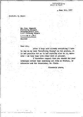 letter to Pergamon Press Ltd.