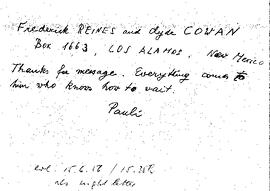 Letter from Pauli to Cowan