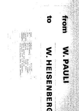 Letter from Pauli to Heisenberg