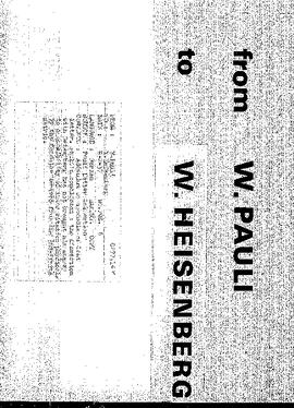 Letter from Pauli to Heisenberg