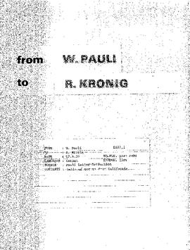 Letter from Pauli to Kronig