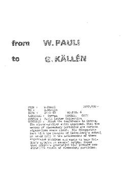 Letter from Pauli to Källén