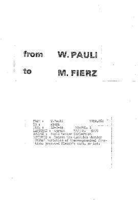 Letter from Pauli to Fierz