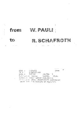 Letter from Pauli to Schafroth