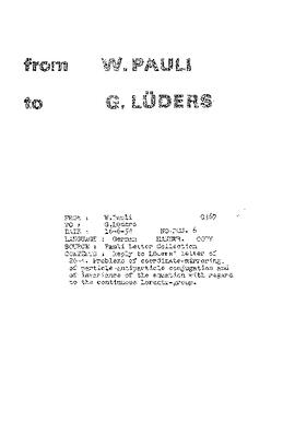 Letter from Pauli to Lüders