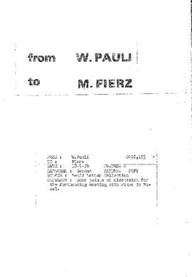 Letter from Pauli to Fierz