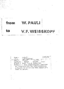 Letter from Pauli to Weisskopf