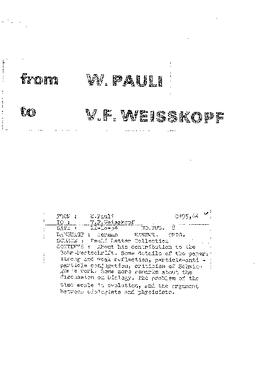 Letter from Pauli to Weisskopf