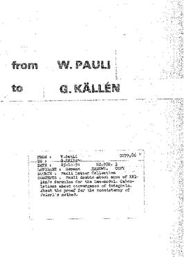 Letter from Pauli to Källén