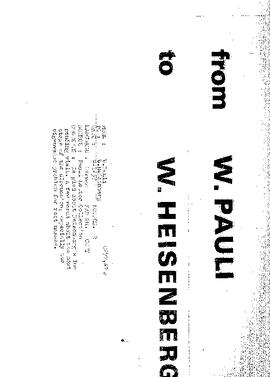 Letter from Pauli to Heisenberg