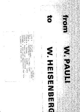 Letter from Pauli to Heisenberg