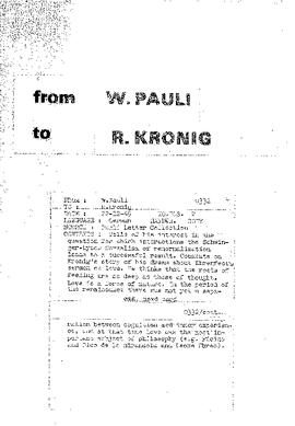 Letter from Pauli to Kronig