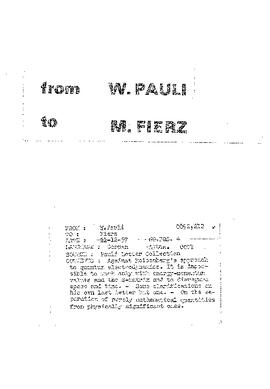Letter from Pauli to Fierz