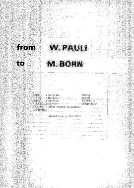 Letter from Pauli to Born