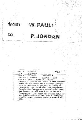 Letter from Pauli to Jordan