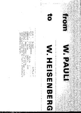 Letter from Pauli to Heisenberg